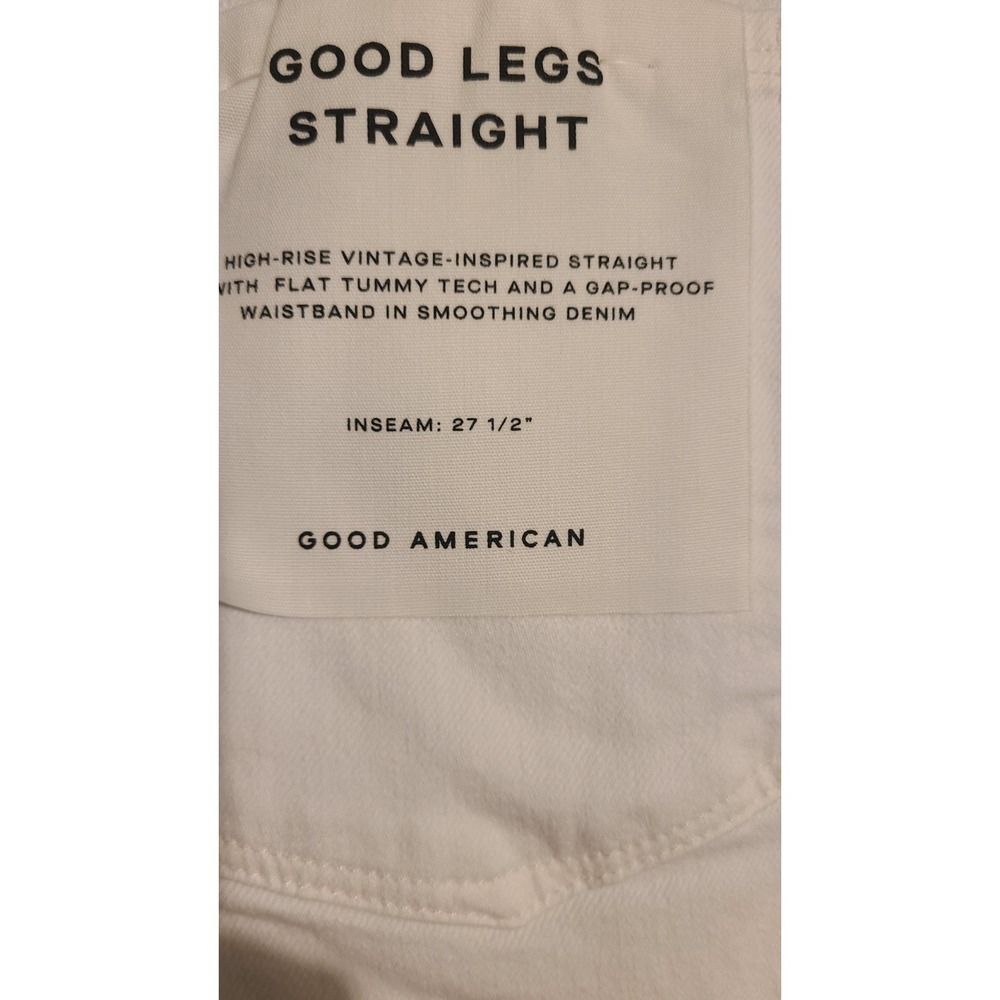 Good American Jeans Women's Good Legs Raw Hem Straight Mid Rise White-Size 2/26 - Picture 4 of 6